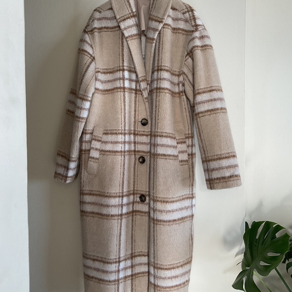 Old Navy Relaxed Plaid Soft-Brushed Overcoat for Women - Picture 1 of 4
